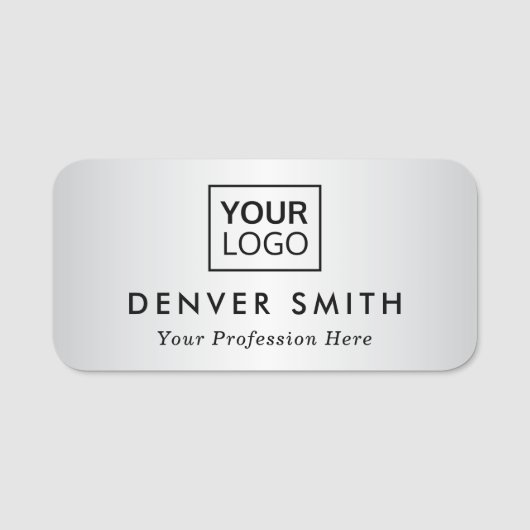 グレーカスタムのグラデーション名とタイトルを含むロゴ 名札 (正面)