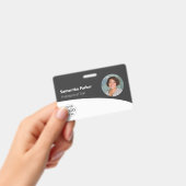 グレーカスタムの従業員 – 写真、ロゴ、バーコード、名前 バッジ (手持ち)