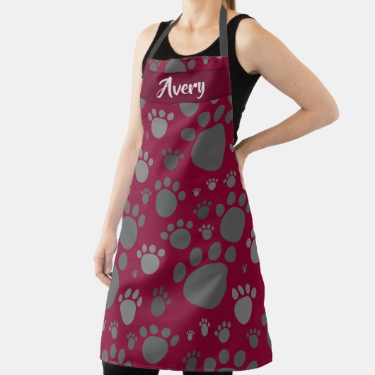 グレーカスタムの白黒の前足付き背景色 エプロン (インサイチュ)