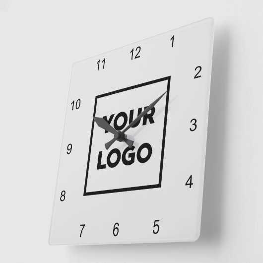 グレーカスタムの背景にビジネスミニマルロゴ スクエア壁時計 (傾斜)