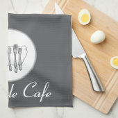 グレーカスタムシルバーウェアに黒、白とグレー キッチンタオル (四つ折り)