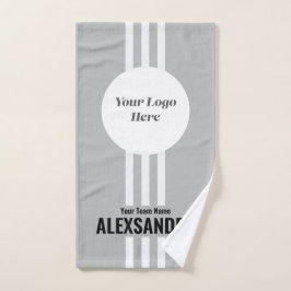 グレーカスタムスポーツチームのロゴ、チーム&プレイヤー名 ハンドタオル