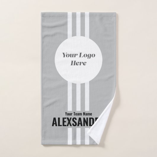 グレーカスタムスポーツチームのロゴ、チーム&プレイヤー名 ハンドタオル (ハンドタオル)