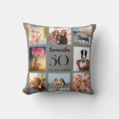 グレーカスタムフォトコラージュ誕生日 クッション (正面)