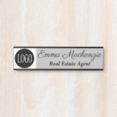 グレーカスタムプロフェッショナルロゴOfficeドアサイン サインプレート (正面)