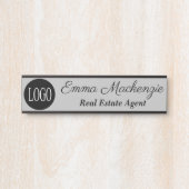 グレーカスタムプロフェッショナルロゴOfficeドアサイン サインプレート (正面)