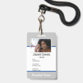 グレーカスタム社員ナース医師ID写真 バッジ (ストラップ付き表面)