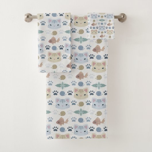 グレーカッコいいとベージュの子猫 バスタオルセット (インサイチュ)