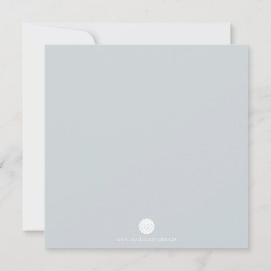 グレーカッコいいウォーター色花模様ツインズバプテスマ 招待状 (裏面)