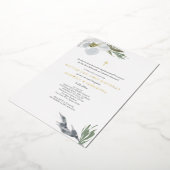 グレーカッコいいウォーター色花模様ツインズバプテスマ 箔招待状 (回転した状態)