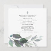 グレーカッコいいウォーター葉カラーツツインバプテスマ 招待状 (正面)
