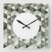 グレーカッコいいスケール三角形のジオメトリパターン スクエア壁時計 (正面)