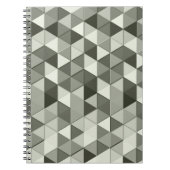 グレーカッコいいスケール三角形のジオメトリパターン ノートブック (正面)