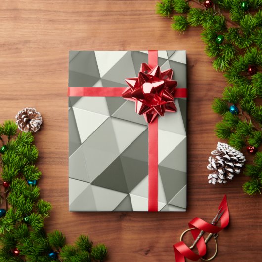 グレーカッコいいスケール三角形のジオメトリパターン ラッピングペーパー (クリスマスギフト)