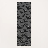 グレーカッコいいブラックこうもりハロウィーンパターンモノグラム ヨガマット (正面)