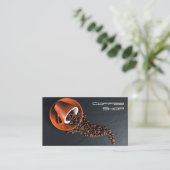 グレーカッコいいモダンコーヒーマグ写真 – 名刺 (スタンド正面)