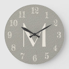グレーカッコいいレザールック追加モノグラム ラージ壁時計