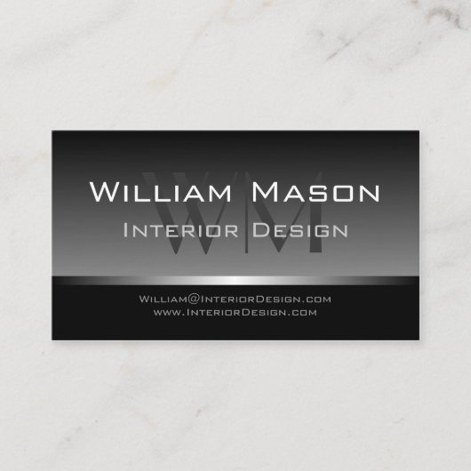 グレーカッコいい&シルバーストライププロフェッショナルバスカード 名刺 (正面)