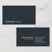 グレーカッコいい、青、白のプレーン – 名刺 (正面/裏面)