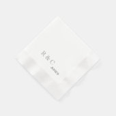 グレーカップルイニシャル&ラストネームシンプルカクテル 縁ありカクテルナプキン (角)