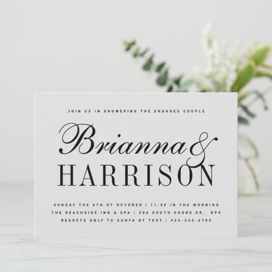 グレーカップルナーズウェディングシャワー 招待状 (スタンド正面)