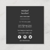 グレーカトラリーシェフケータリングレストランソーシャルアイコン スクエア名刺 (裏面)