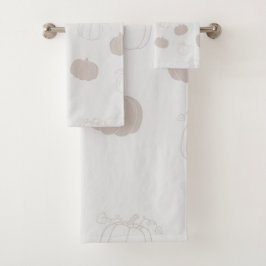 グレーカボチャ秋秋シーズンパターン バスタオルセット