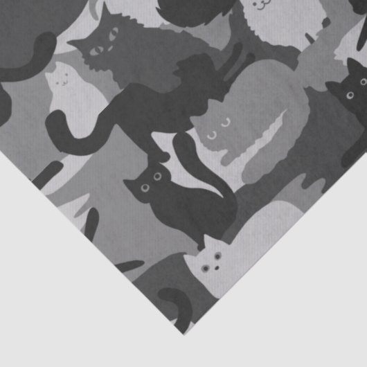 グレーカモフラージュネコパターングレーキティネコ迷彩柄 薄葉紙 (詳細)