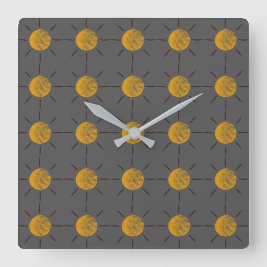 グレーカラフルの背景の太陽パターン スクエア壁時計 (正面)