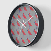 グレーカラフルの背景の鳥のパターン 壁時計 (傾斜)