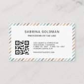 グレーカラフルストライプパステルカラーQRコード 名刺 (裏面)