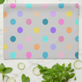 グレーカラフル紙吹雪水玉模様キッチンタオル キッチンタオル (折り畳み)