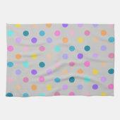 グレーカラフル紙吹雪水玉模様キッチンタオル キッチンタオル (横)