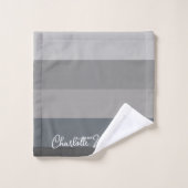 グレーカラーパレットストライプのラインパターン名前をカスタムする バスタオルセット (ウォッシュタオル)