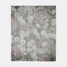 グレーカントリーシックデザイン フリースブランケット