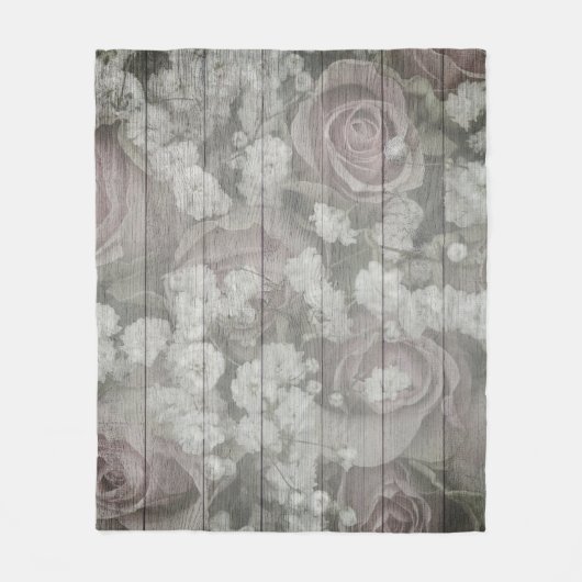 グレーカントリーシックデザイン フリースブランケット (正面)