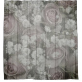 グレーカントリーシックバラ シャワーカーテン (正面)