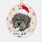 グレーカヴォードルドッグハパーソナライズされたンドスケッチ セラミックオーナメント (左)