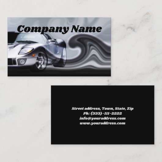 グレーカーブスポーツカービジネスカード 名刺 (正面/裏面)
