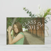 グレーカーブタイポグラフィ卒業招待状 招待状 (スタンド正面)