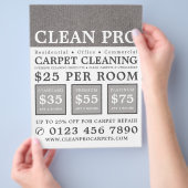 グレーカーペット、カーペットクリーナー、クリーニングサービス チラシ (手)