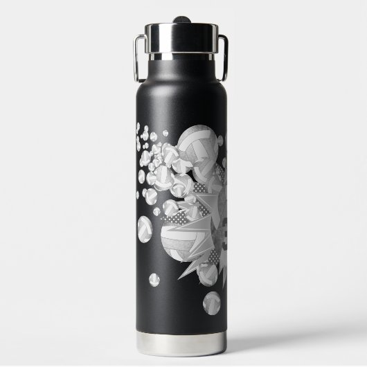 グレーガーリーシルバーのバレーボールとスター ウォーターボトル (正面)