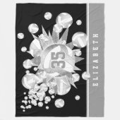 グレーガーリーシルバーのバレーボールとスター フリースブランケット (正面)