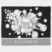 グレーガーリーシルバーのバレーボールとスター フリースブランケット (正面(横))