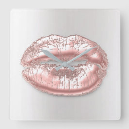 グレーキスリップピンクローズ赤面メイクアップアーティスト スクエア壁時計