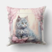 グレーキットピンクボウ クッション (裏面)