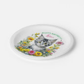 グレーキットンテーマガールズバースデーパーティー招待状 ペーパープレート (アングル)