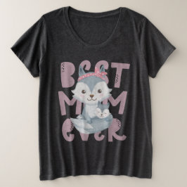 グレーキツネママとカブ最高の- Mom Ever プラスサイズTシャツ