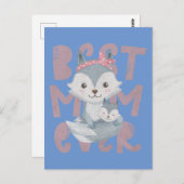 グレーキツネママとカブ最高の- Mom Ever ポストカード (正面/裏面)