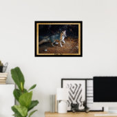 グレーキツネ準備完了 ポスター (ホームオフィス)